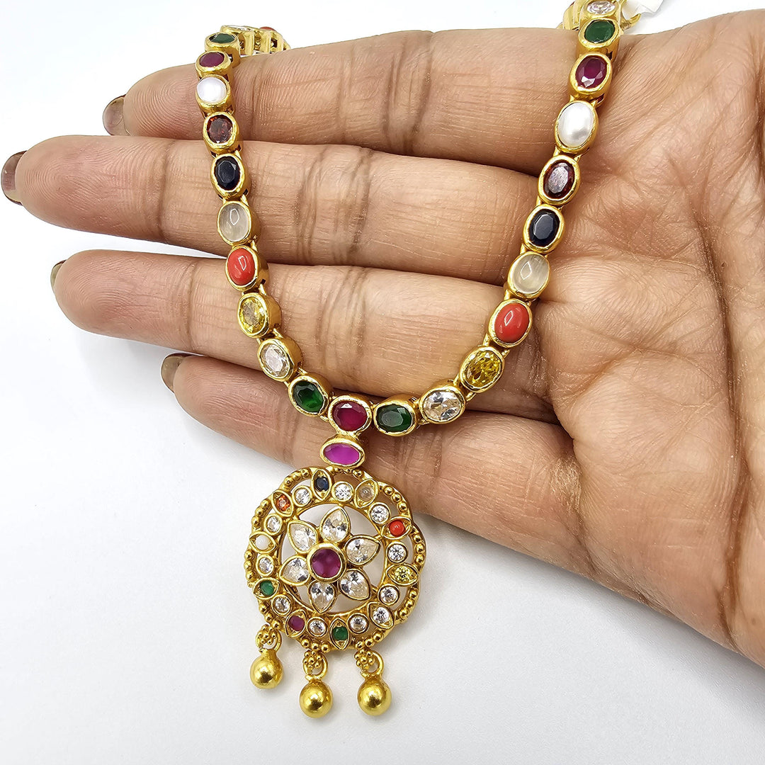 short Navratna necklace