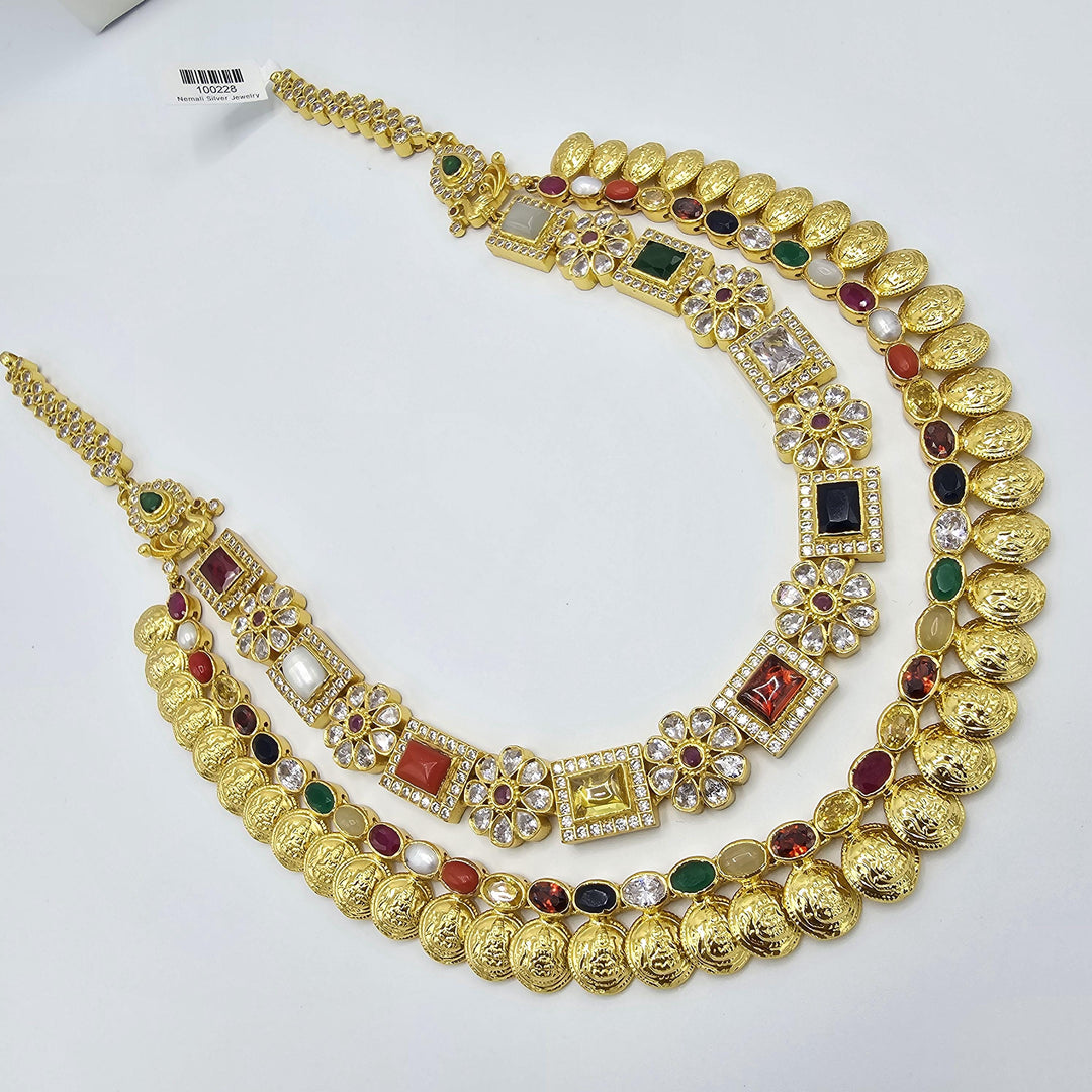 Silver Navratna necklace