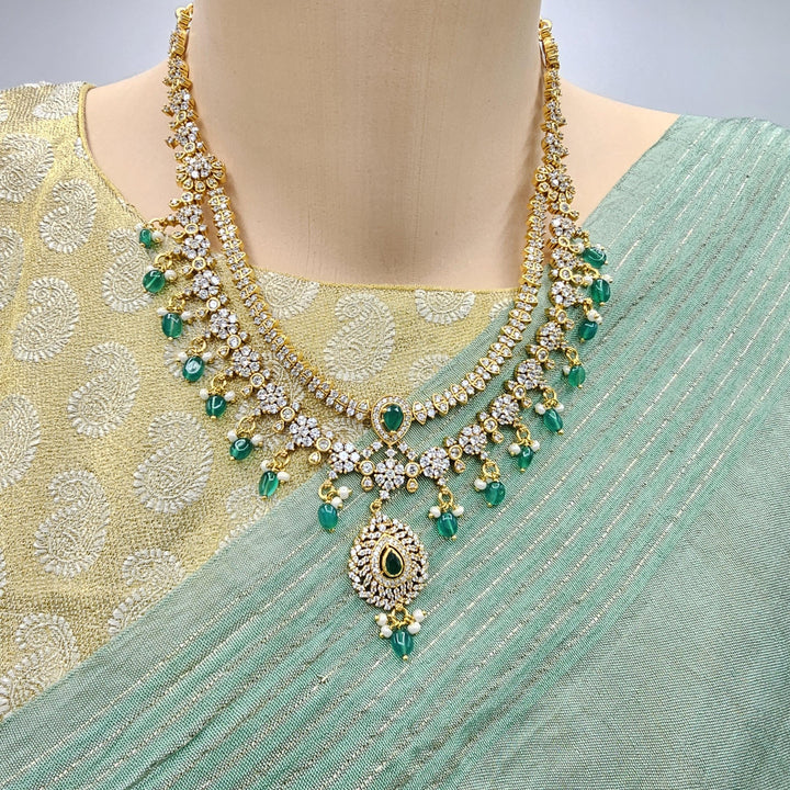 2 layered CZ necklace set