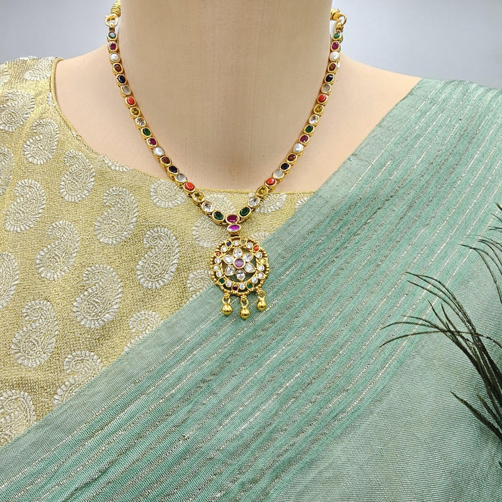 short Navratna necklace
