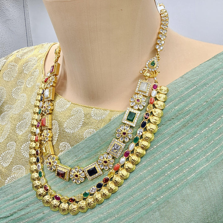 Silver Navratna necklace