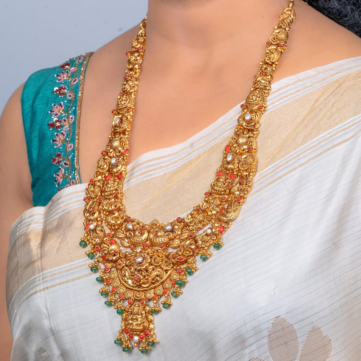 Silver Lakshmi nakshi necklace
