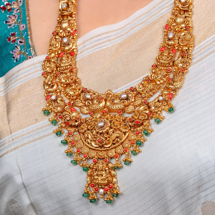 Silver Lakshmi nakshi necklace