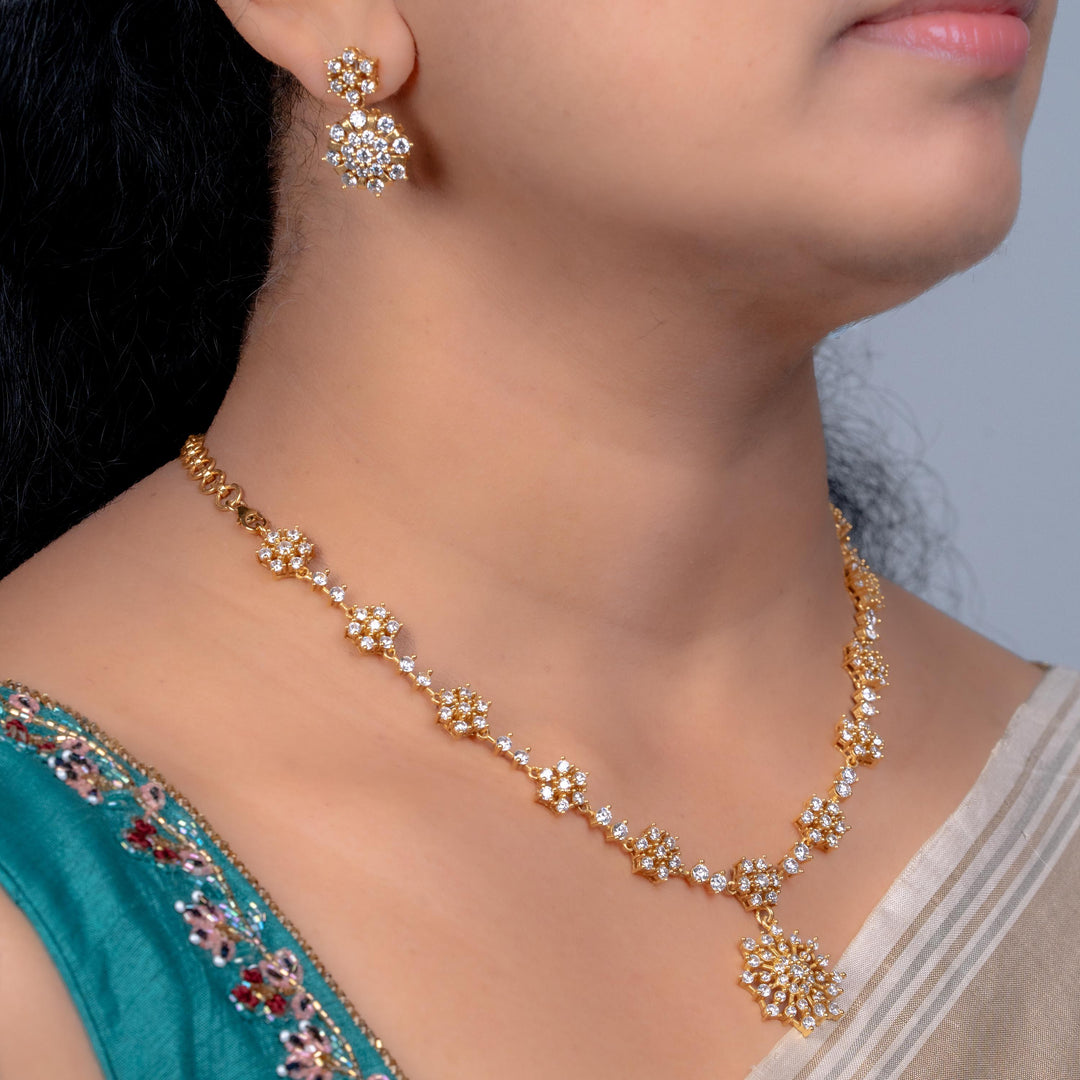Silver CZs necklace set