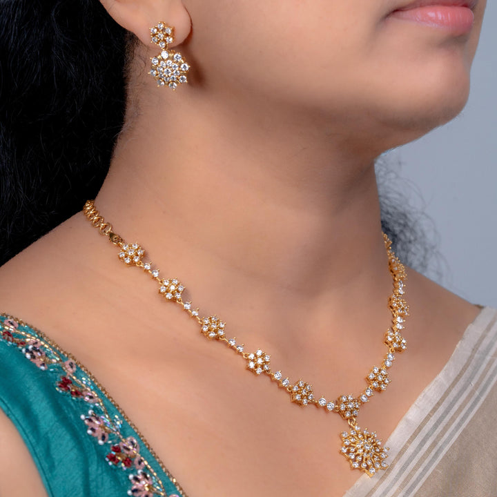 Silver CZs necklace set