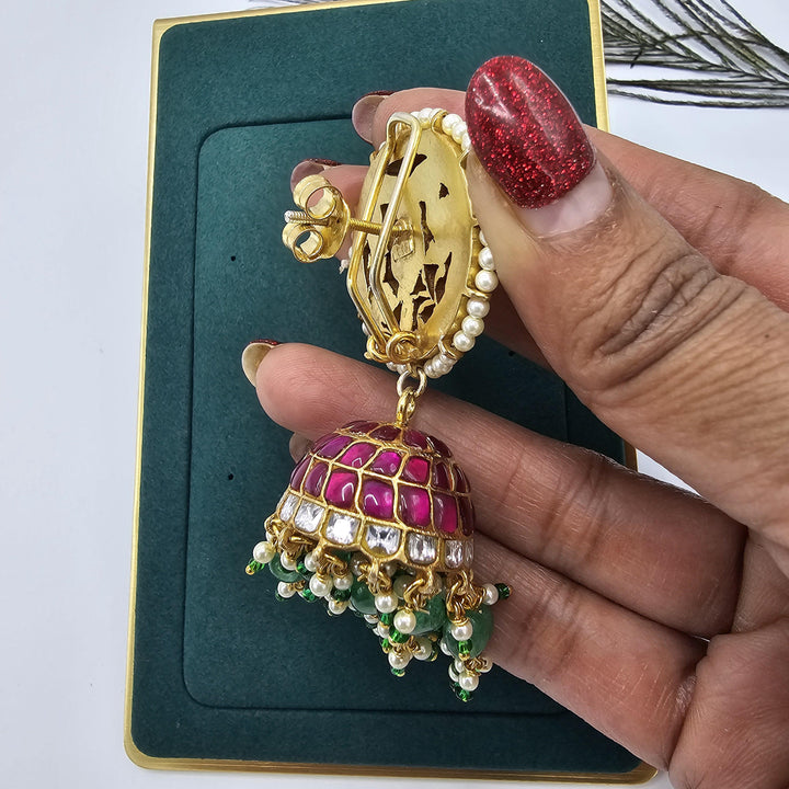 Silver Kundan Jhumka