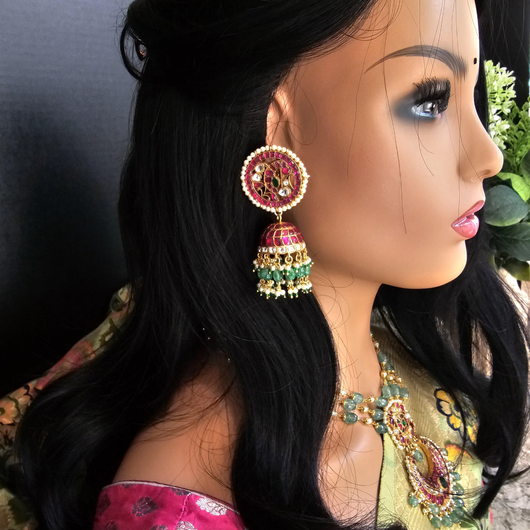 Silver Kundan Jhumka
