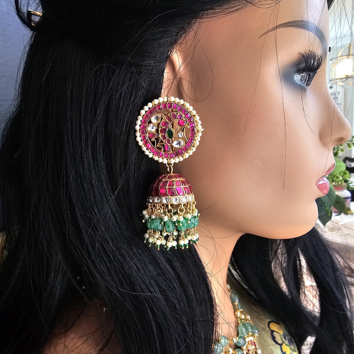 Silver Kundan Jhumka