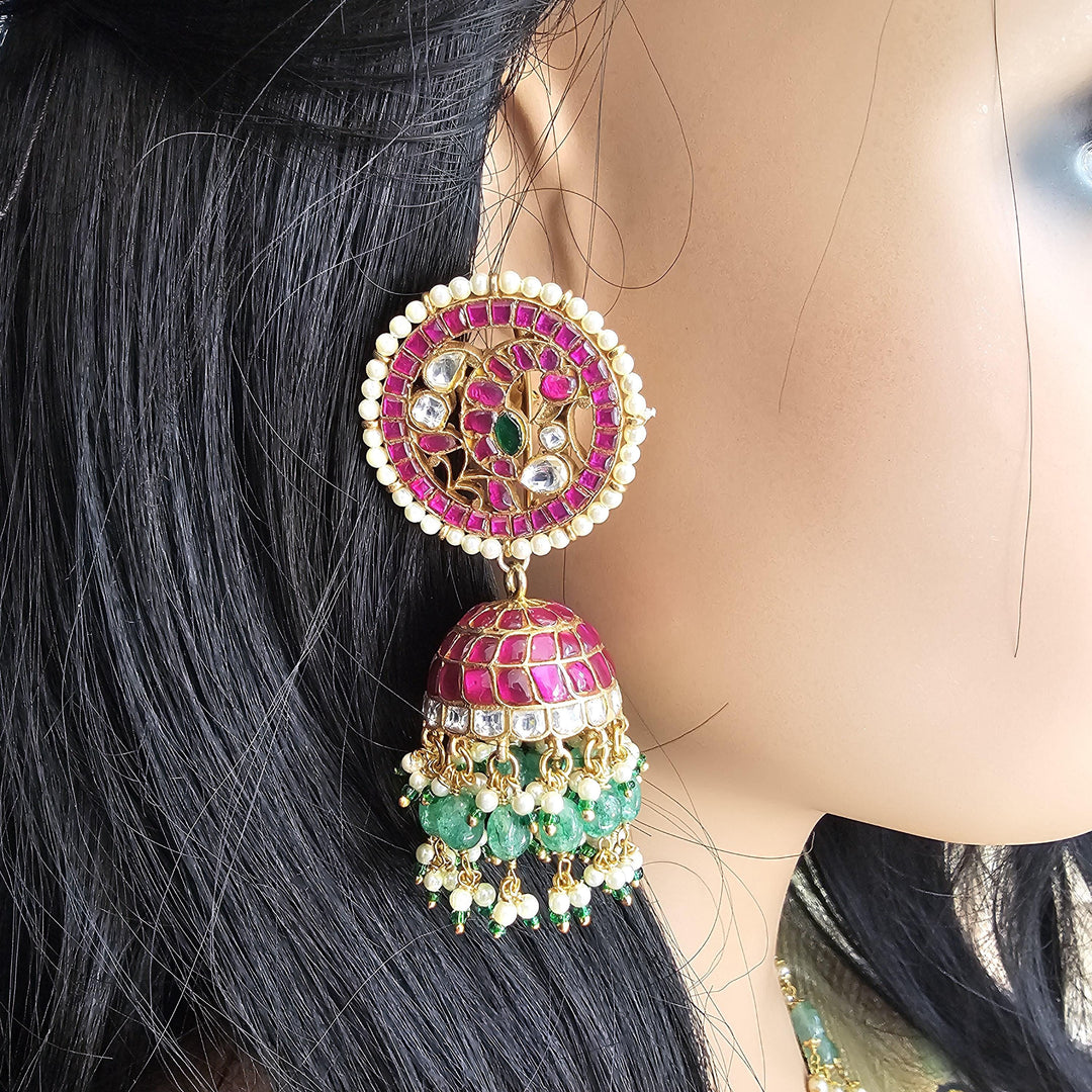 Silver Kundan Jhumka