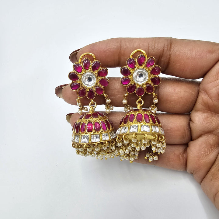 Silver Kundan Jhumka