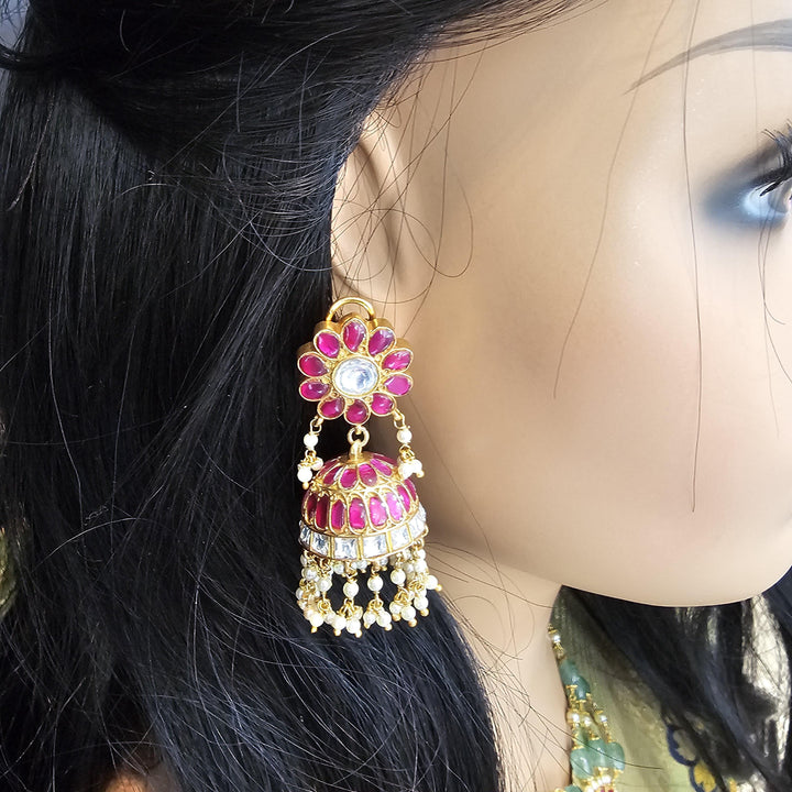 Silver Kundan Jhumka