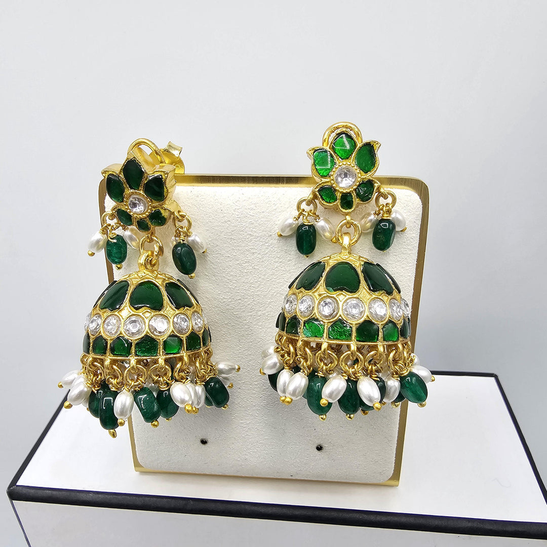 Green Kundan Jhumka