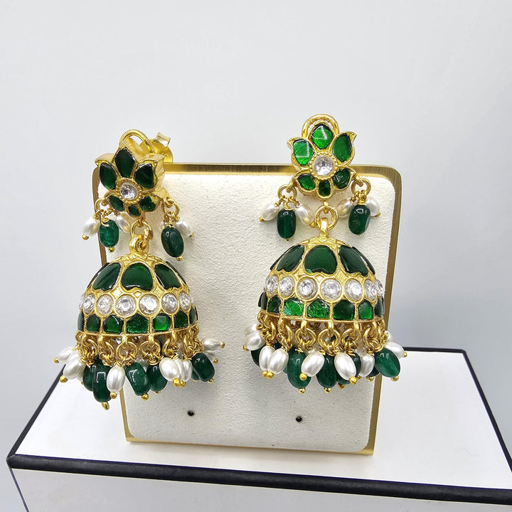 Green Kundan Jhumka