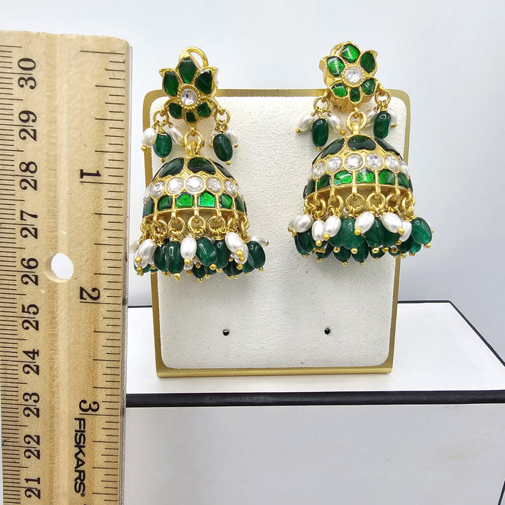 Green Kundan Jhumka