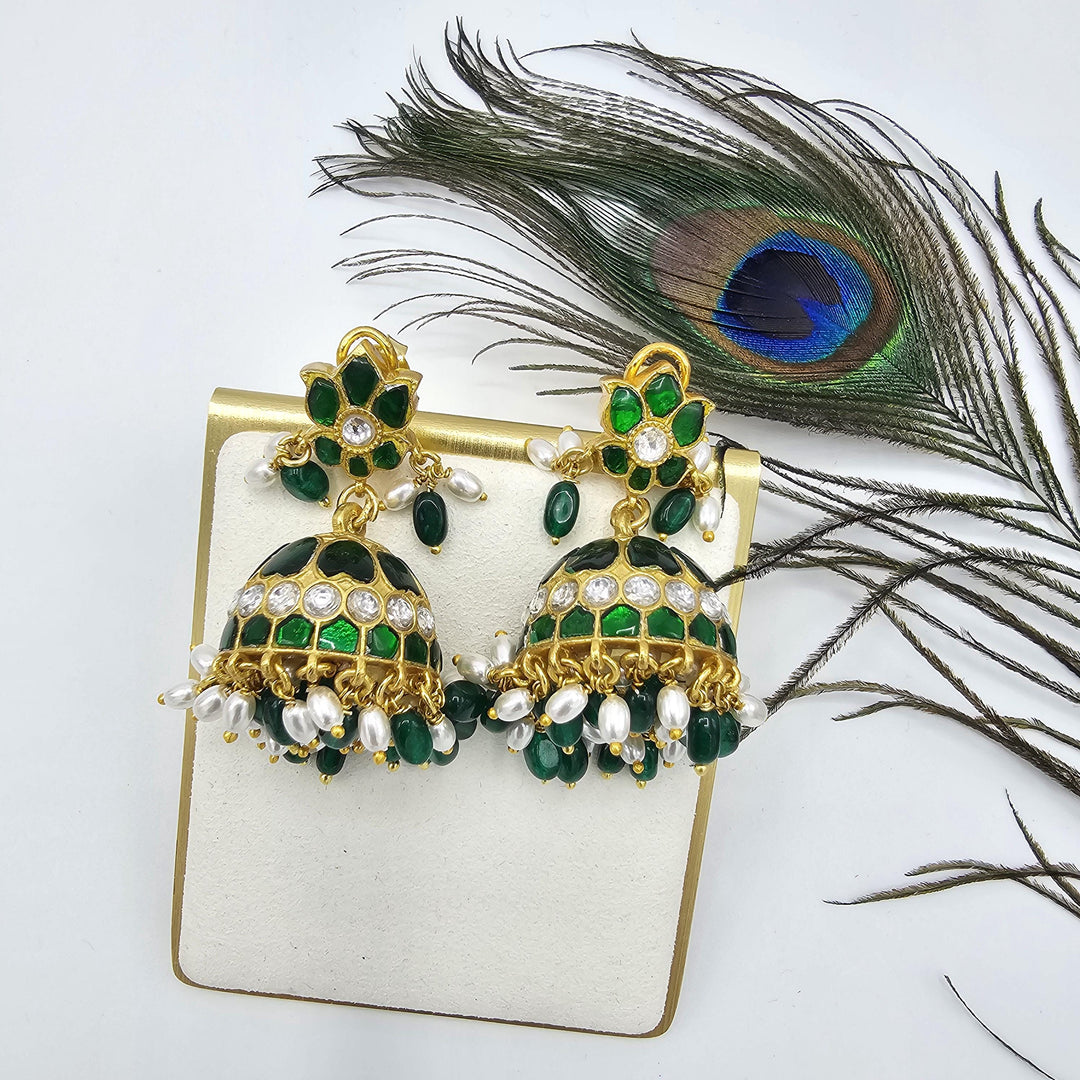 Green Kundan Jhumka