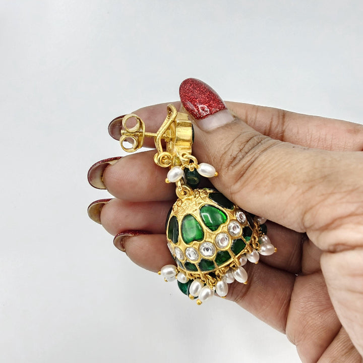 Green Kundan Jhumka