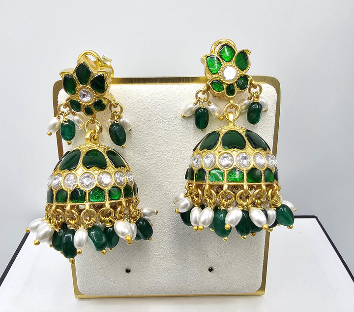 Green Kundan Jhumka