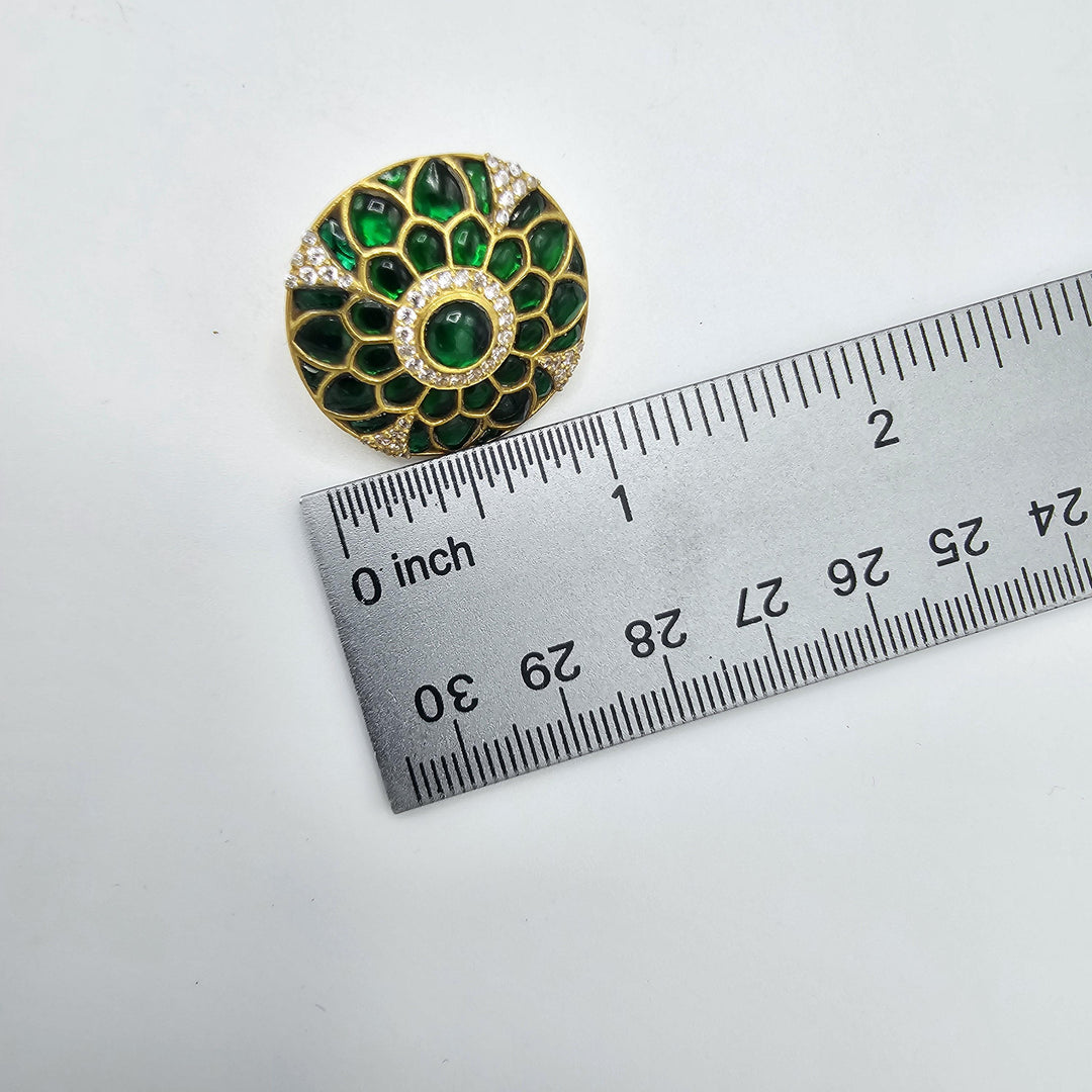 Green Kundan studs