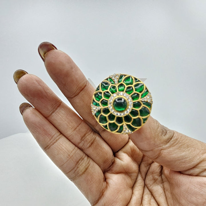 Green Kundan studs