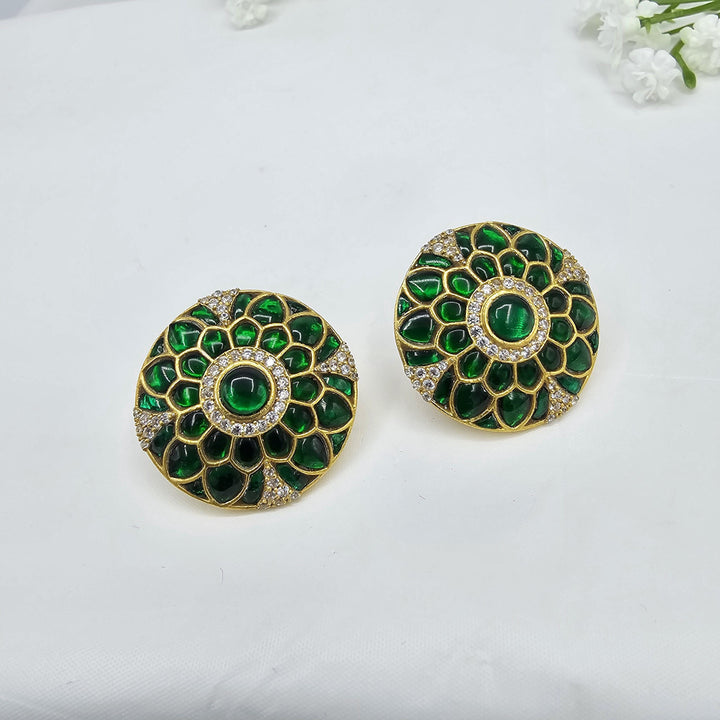 Green Kundan studs