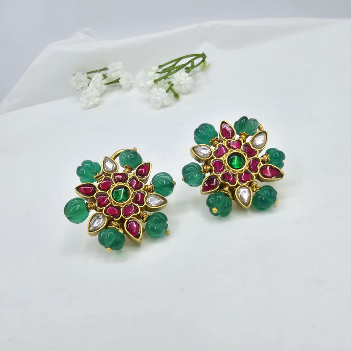 Pumpkin Jadau Kundan studs
