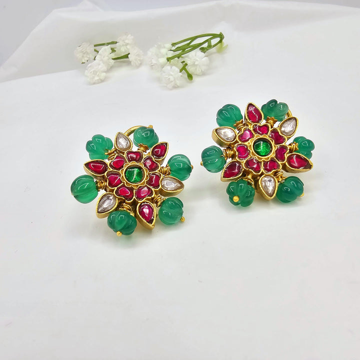 Pumpkin Jadau Kundan studs