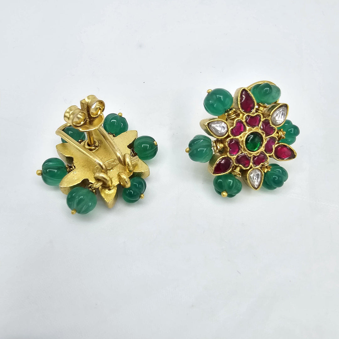 Pumpkin Jadau Kundan studs