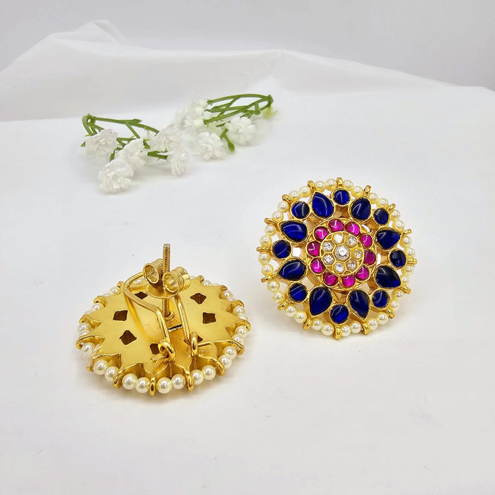 Blue Jadau Kundan studs