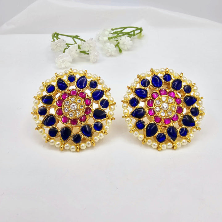 Blue Jadau Kundan studs