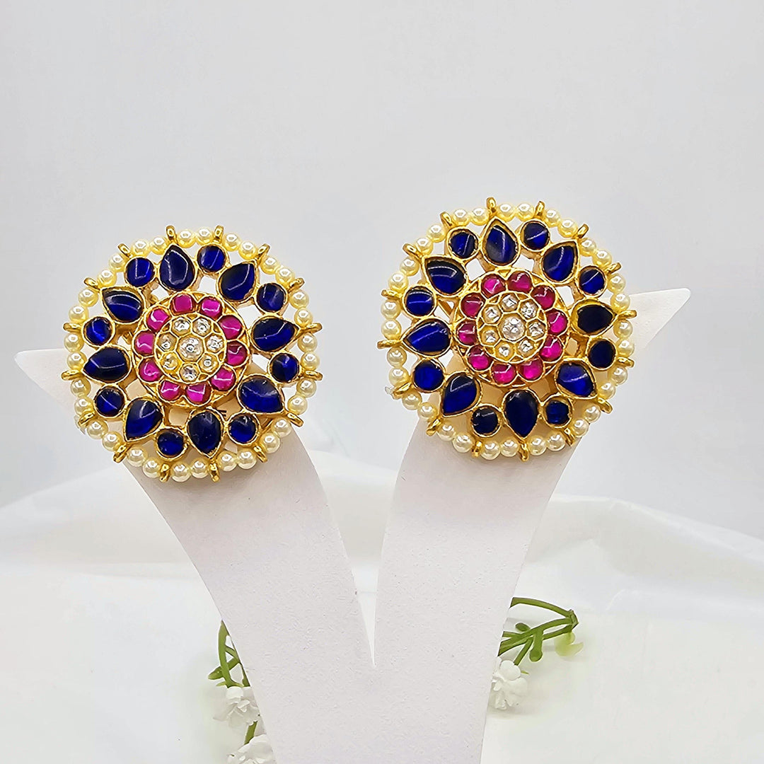 Blue Jadau Kundan studs