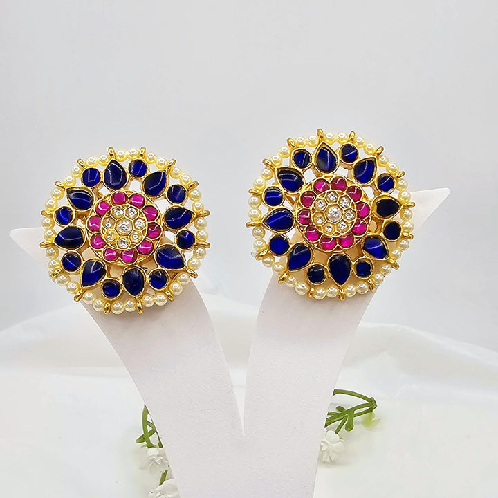 Blue Jadau Kundan studs
