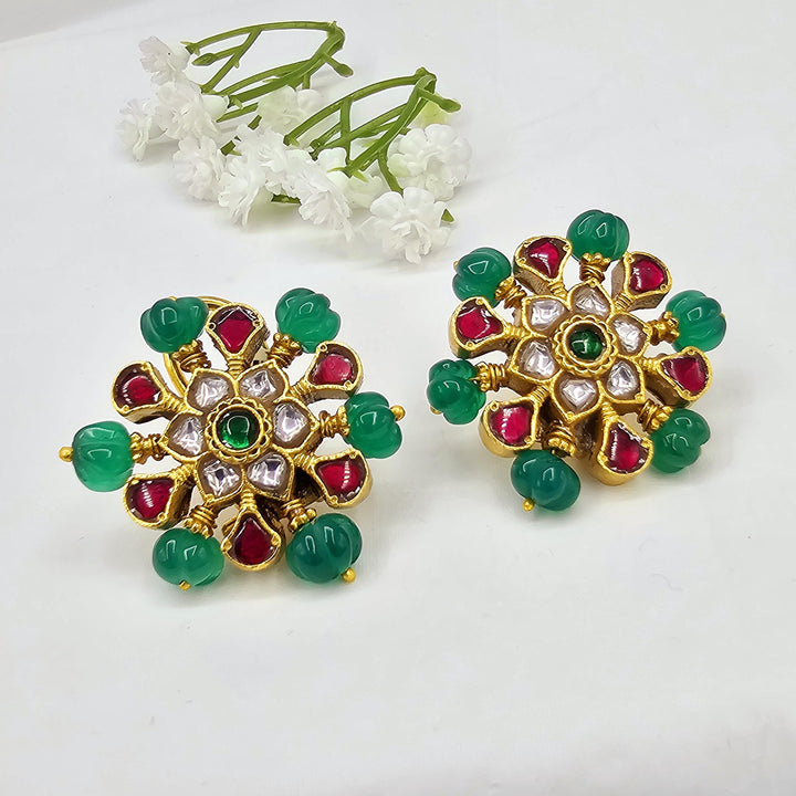 Pumpkin Kundan studs