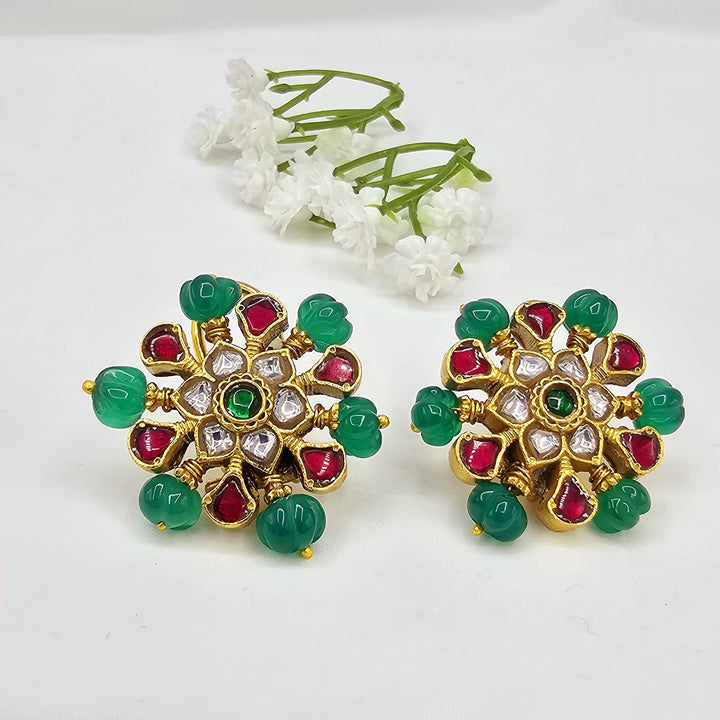 Pumpkin Kundan studs