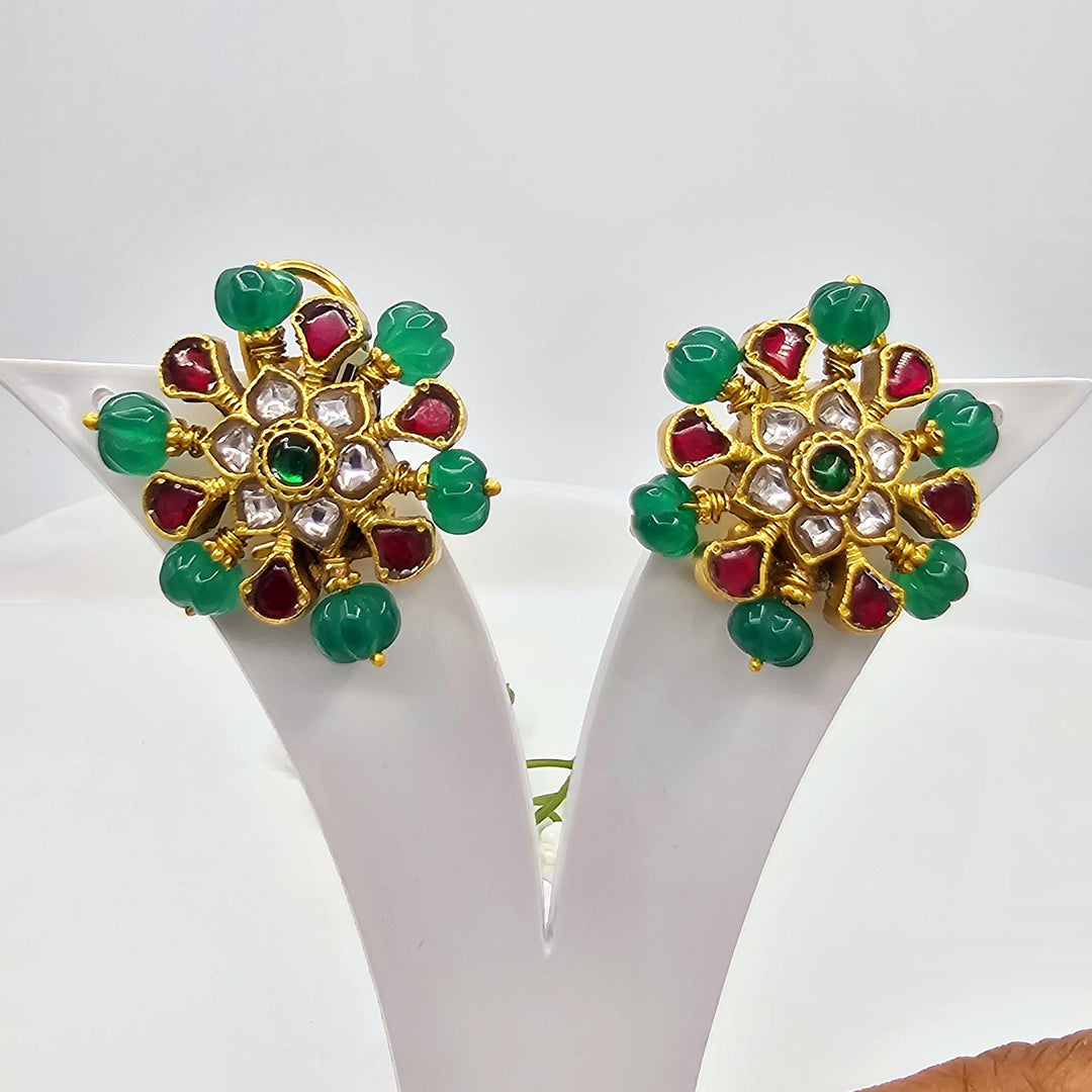 Pumpkin Kundan studs