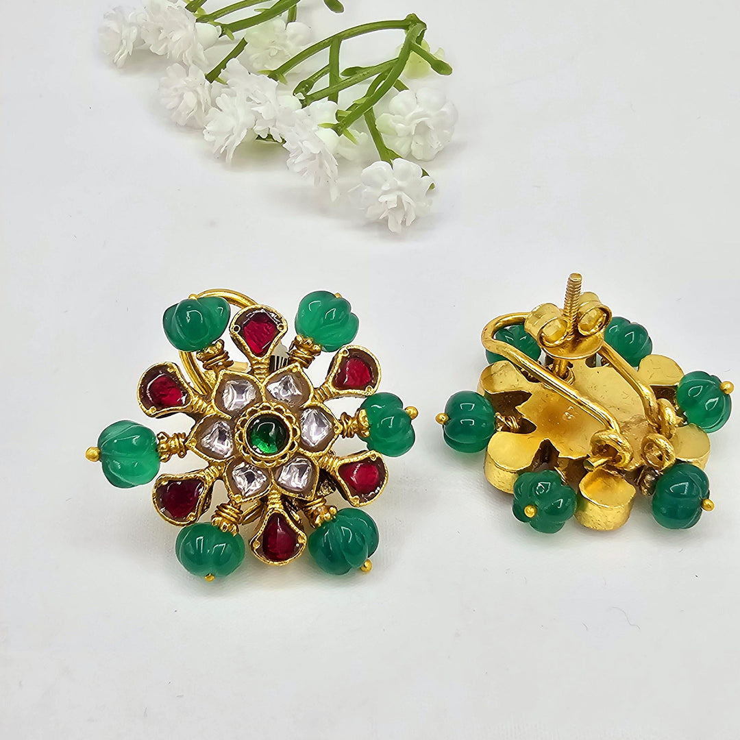 Pumpkin Kundan studs