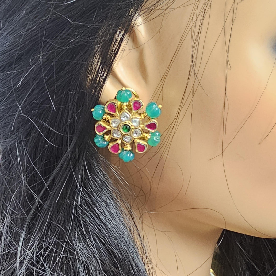 Pumpkin Kundan studs