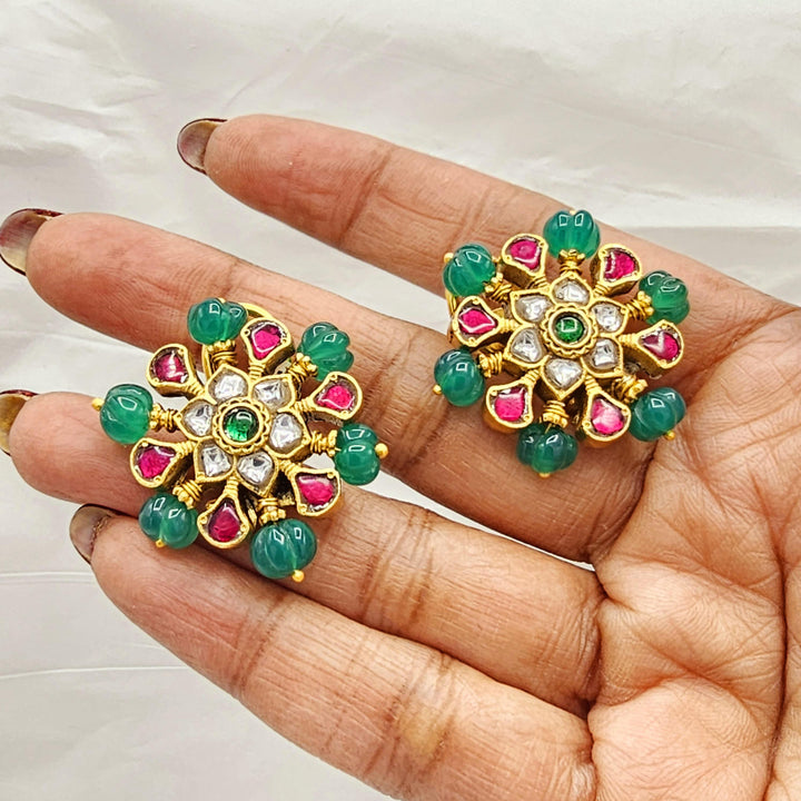 Pumpkin Kundan studs