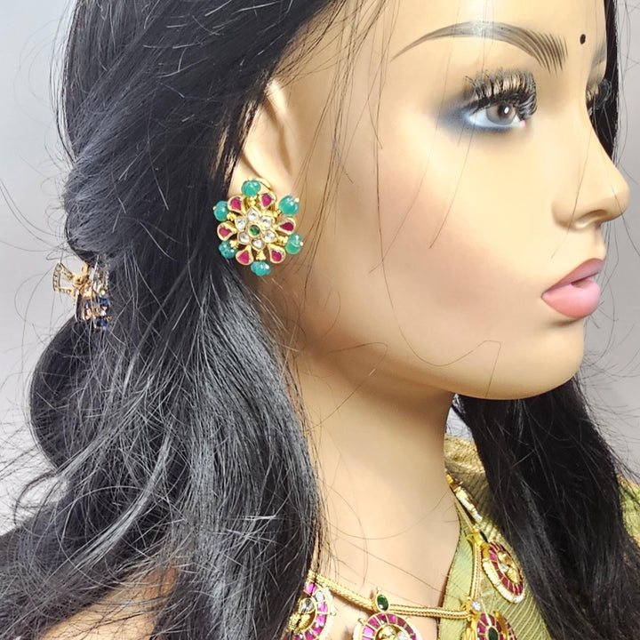 Pumpkin Kundan studs