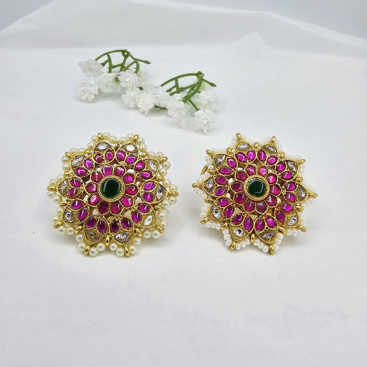 Silver Jadau Kundan studs