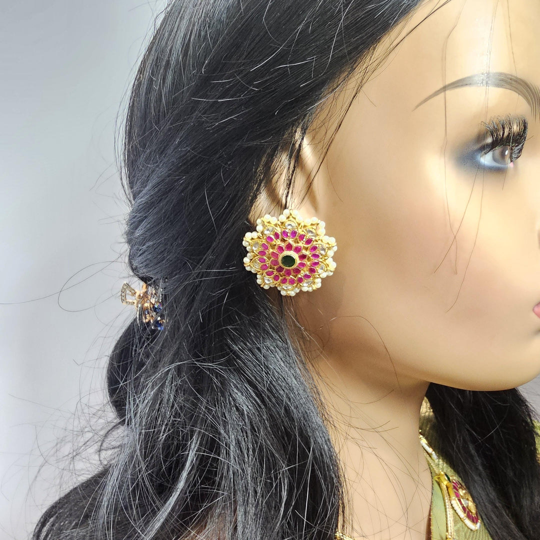 Silver Jadau Kundan studs