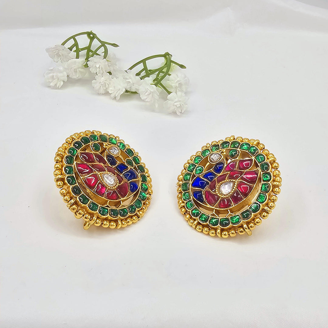 Silver Kundan earrings