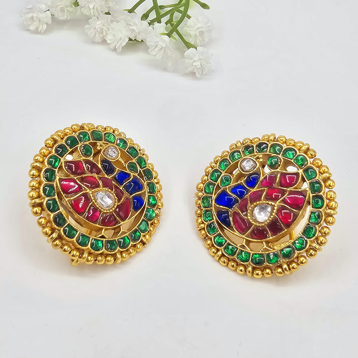 Silver Kundan earrings