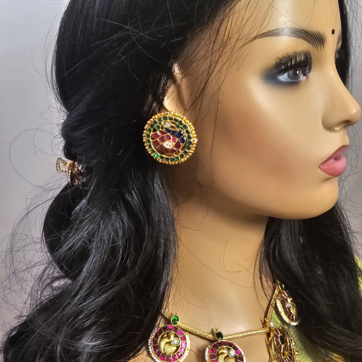 Silver Kundan earrings