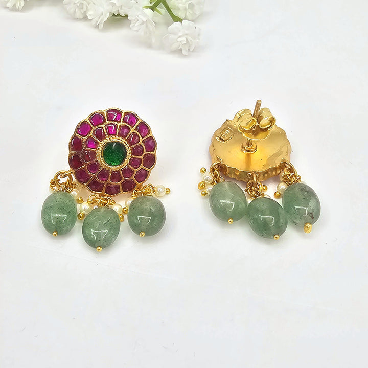 GREEN BEADS Kundan studs