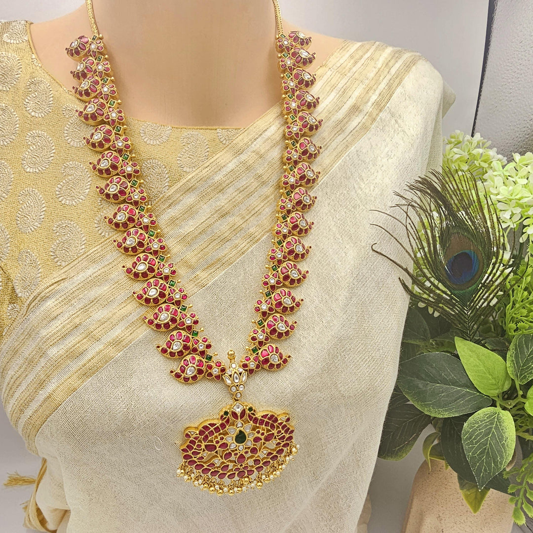Kundan Silver Mango Mala