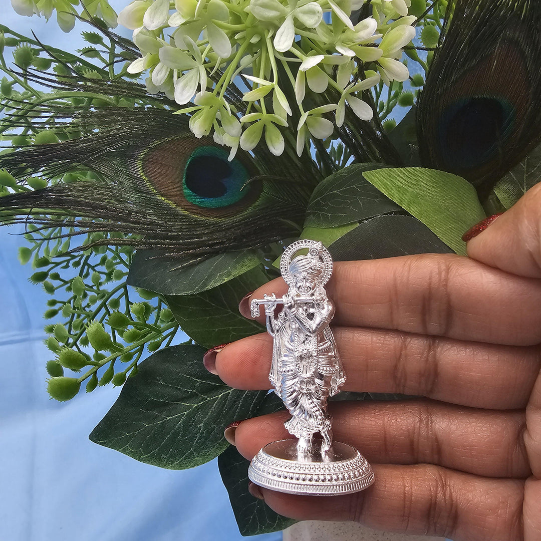 Silver Murali Krishna idol