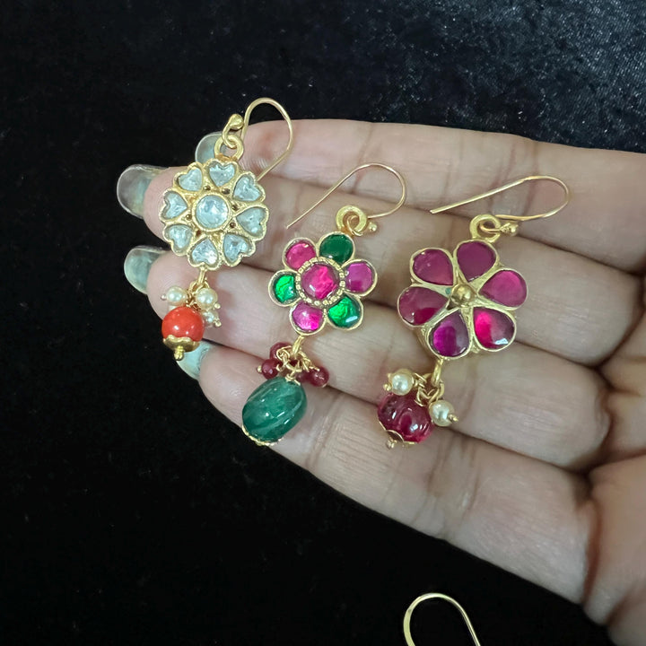 Silver Kundan danglers