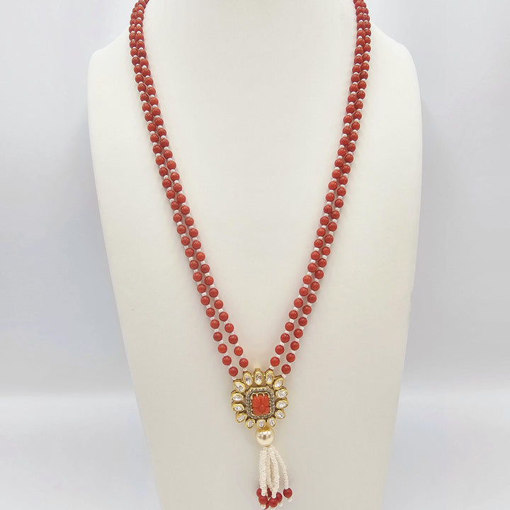 Coral moissanite necklace