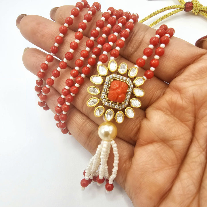 Coral moissanite necklace