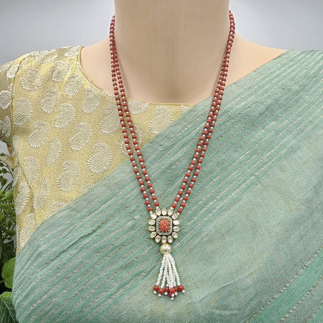 Coral moissanite necklace